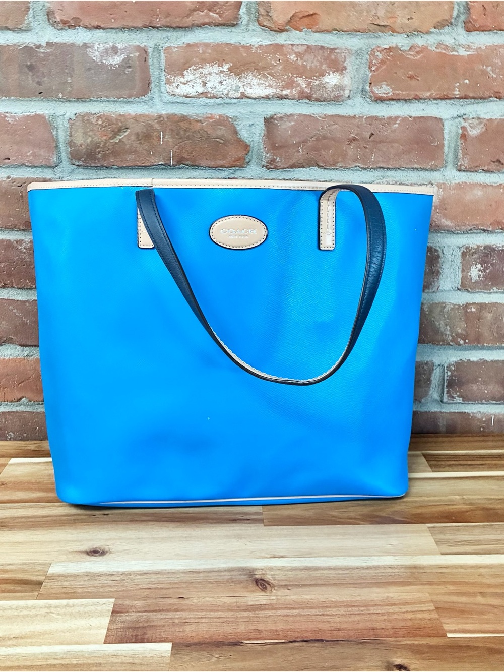 Coach Blue Tote Bag with Contrast Trim